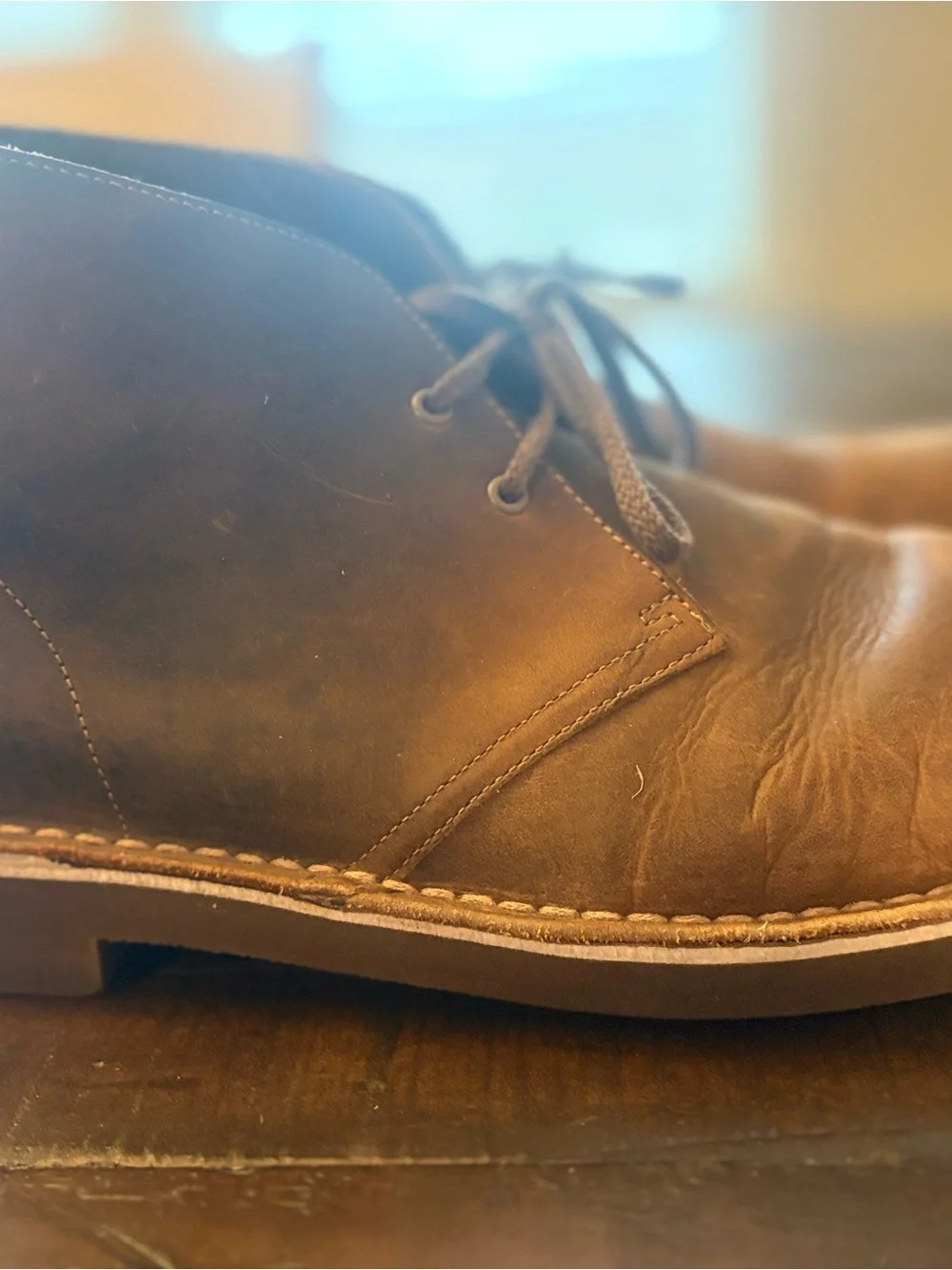 Clarks Men’s Brown Leather Chukka Desert Boots Lace Up Ankle US 13 Medium